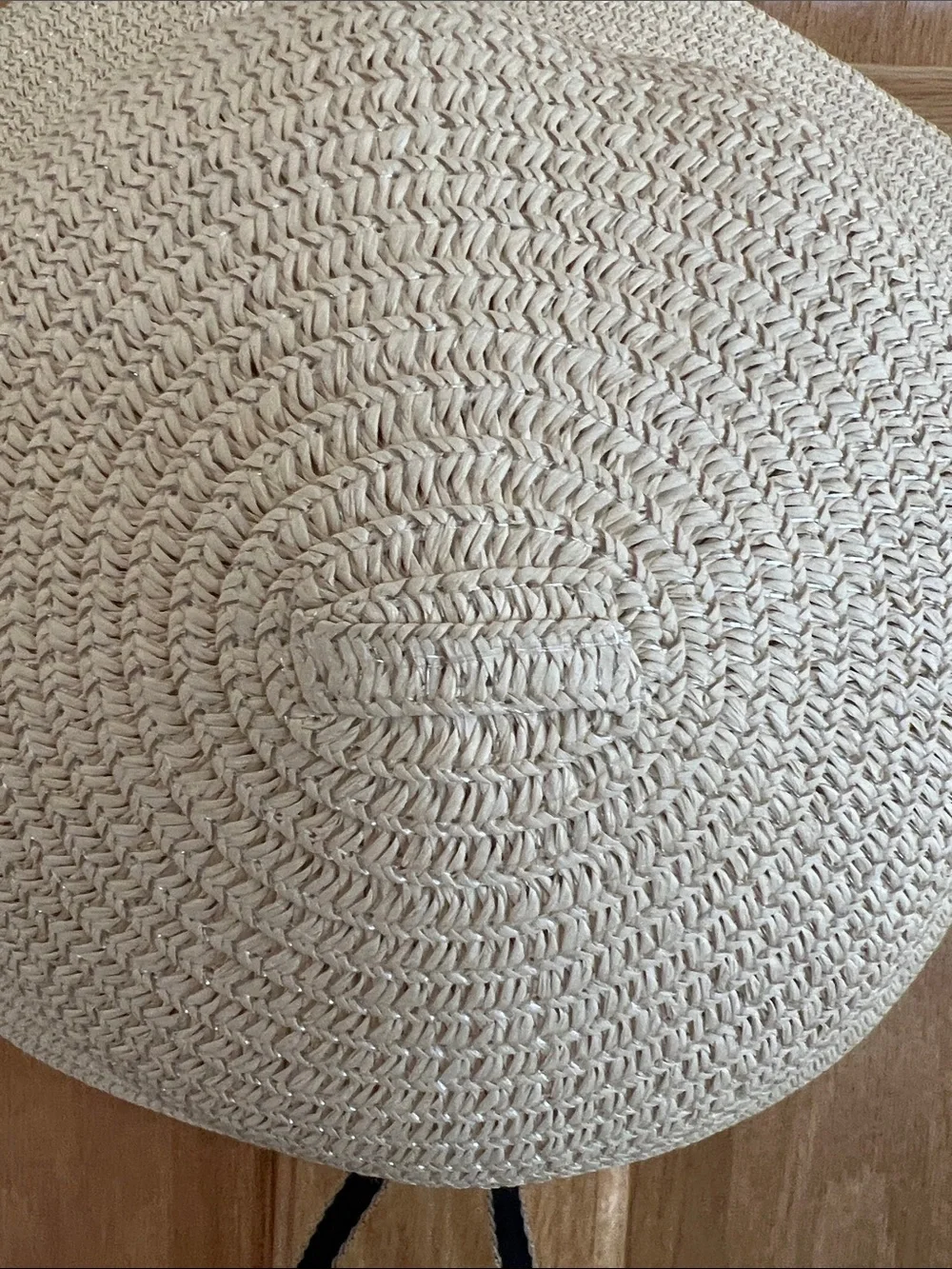 Girl’s Cream Straw Sun Hat with Black Bow Accent